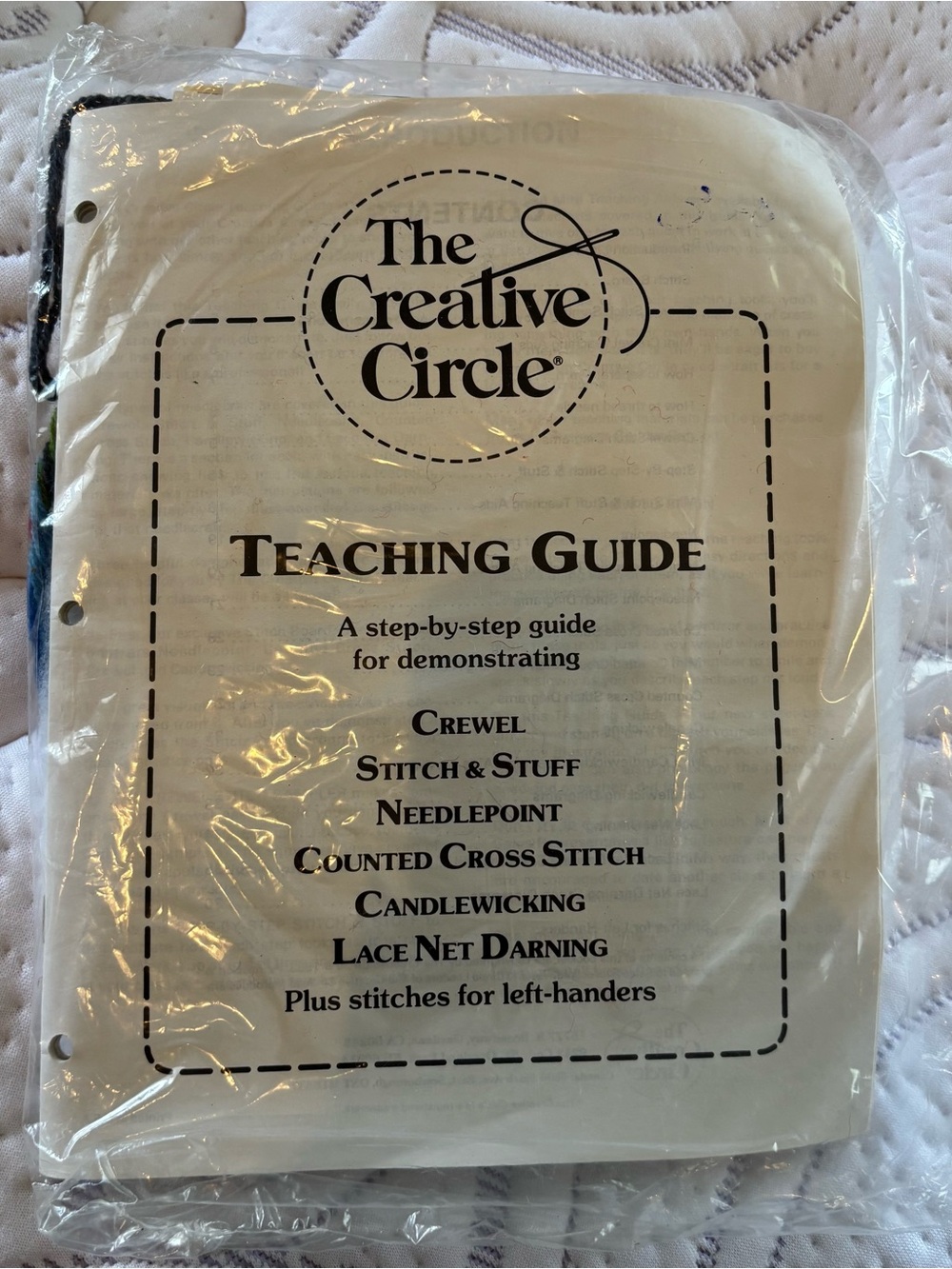 The Creative Circle Teaching Guide Crewel, Needlepoint, Cross Stitch Packet